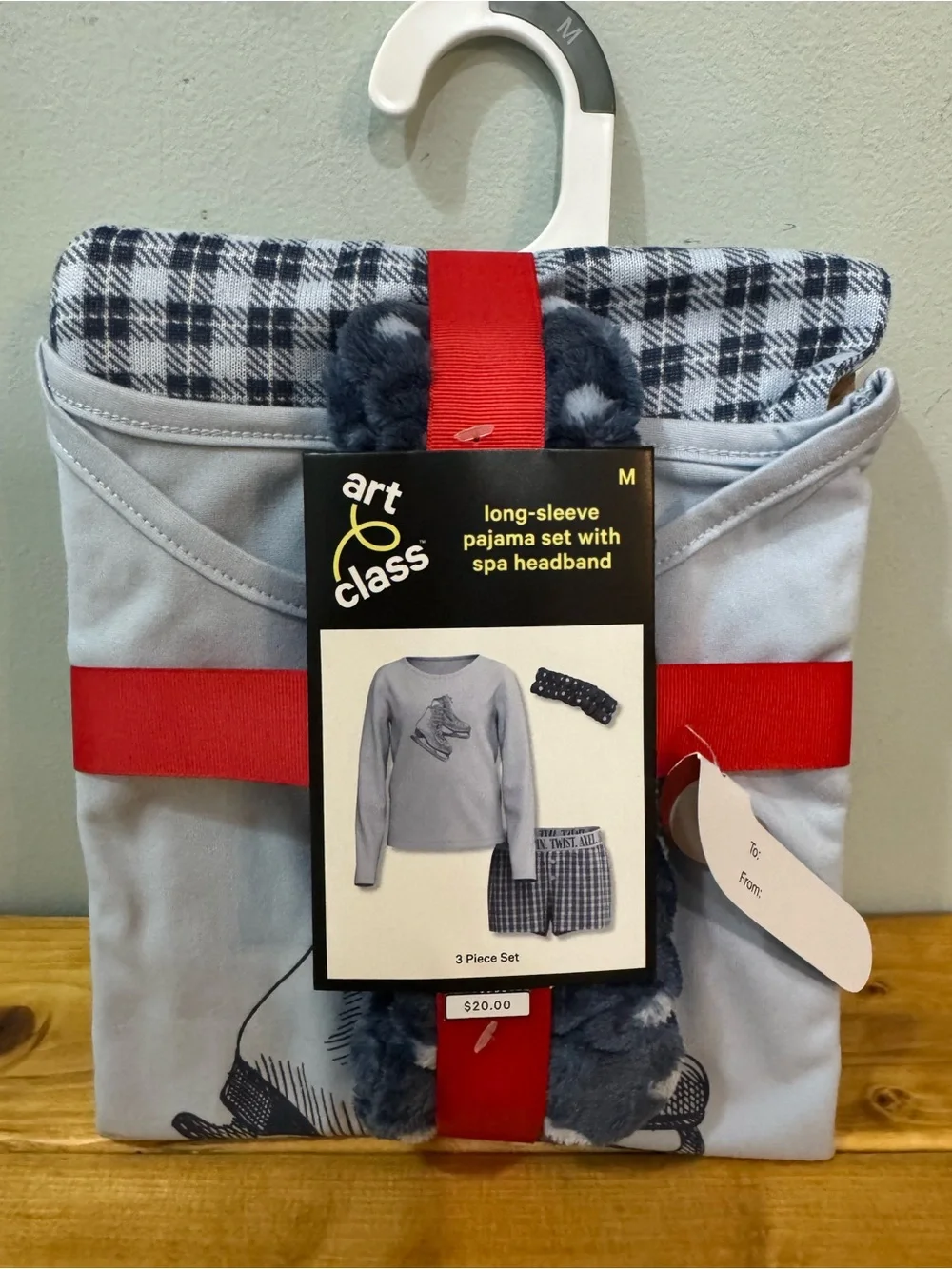 Art Class Long-Sleeve Pajama Set with Spa Headband, Size M